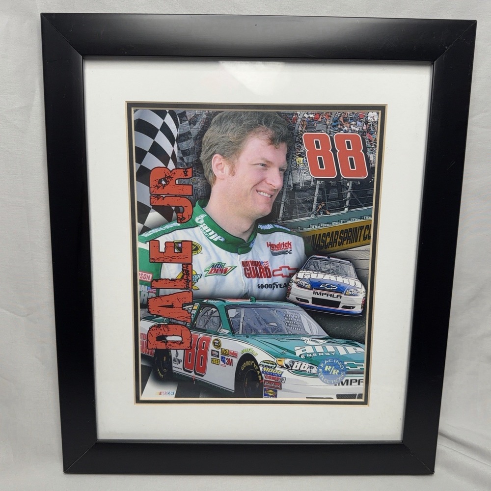 Vintage Dale Earnhardt Jr 15"x13" Framed Matted Print Nascar 88 Wall Hanging Art